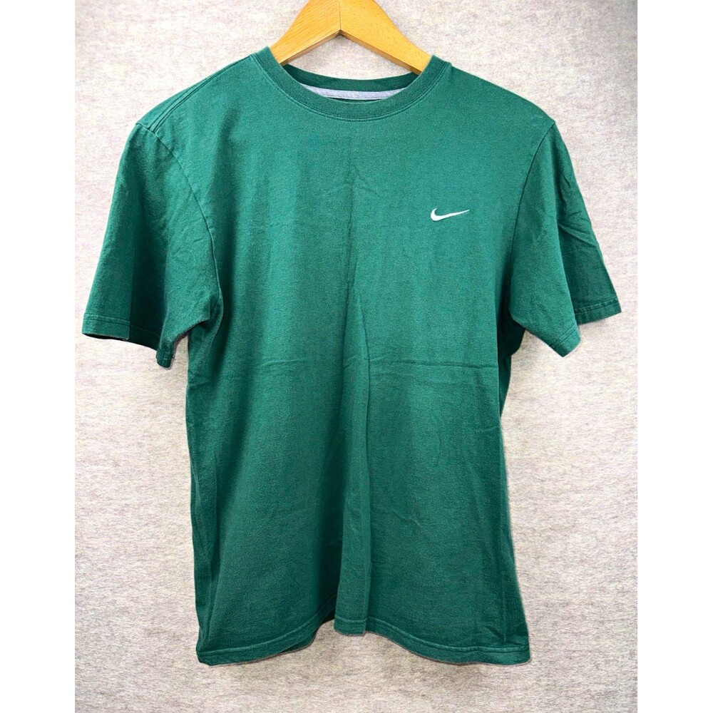 Nike Men’s Solid Green Knit Cotton Logo Crew Neck Tee Short Sleeve Size M